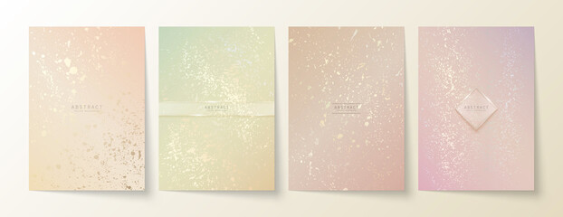 Wall Mural - set of abstract shiny luxury background in light soft pastel colors with golden spots. a4 premium mo