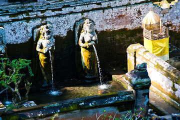 Wall Mural - Two Stone Fountains at Pura Goa Gaja, Elephant Cave Temple, Bali, Indonesia, Asia