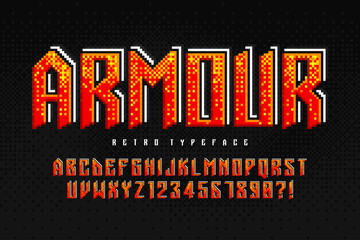 Aufkleber - Pixel vector alphabet design, stylized like in 8-bit games.