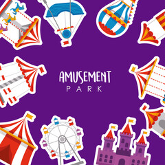 Canvas Print - amusement park icons frame