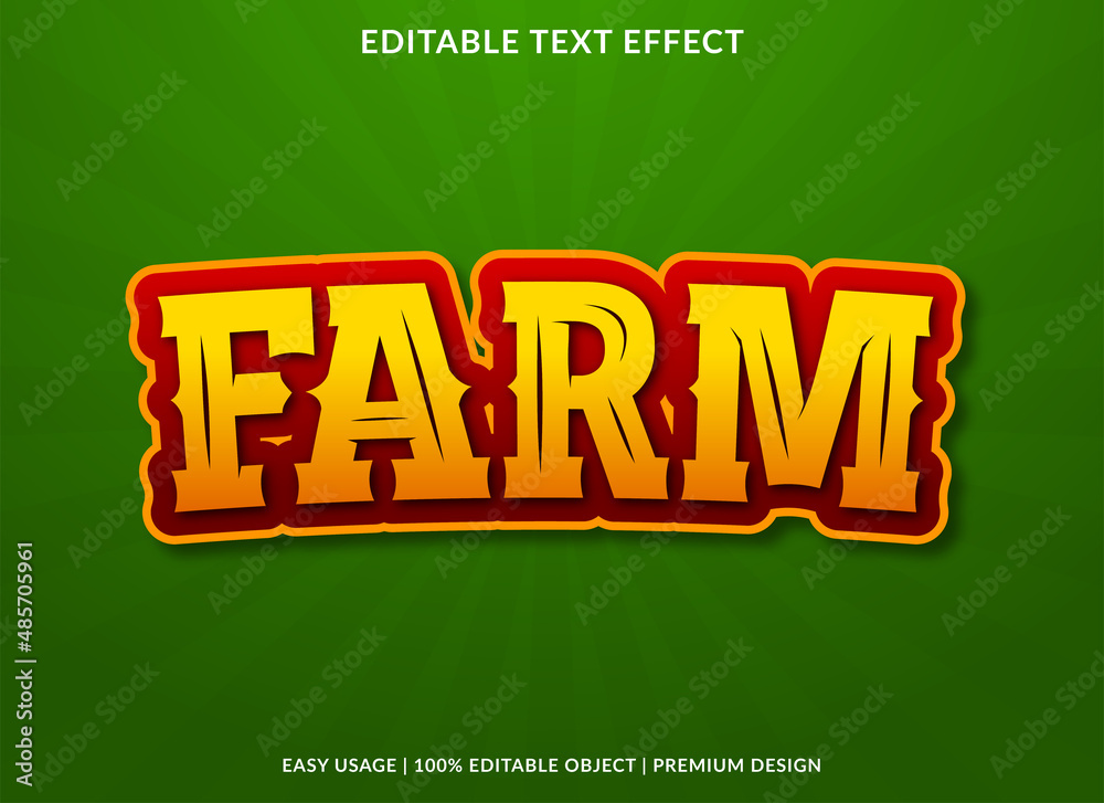 farm text effect editable template with bold and abstract style use for ...