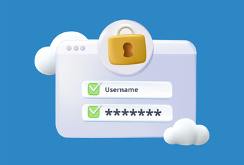 Poster - personal data security concept. secure information transfer background. 3d web vector illustrations.