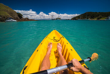 Wall Mural - kayaking in the bay of islands, in the waikare inlet, while on a boat trip from russell, northland r