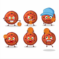 Poster - Talented red cookies pig cartoon character as a basketball athlete