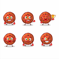 Sticker - A sporty red cookies pig boxing athlete cartoon mascot design