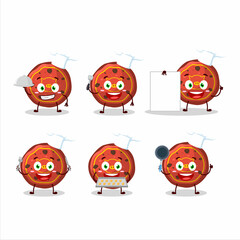 Sticker - Cartoon character of red cookies pig with various chef emoticons