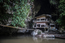 Old Station For Monitoring Birds Nest Mining At Sungai Angek Cave Near Bukittinggi, West Sumatra, Indonesia, Asia
