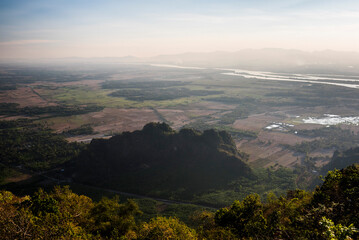 Wall Mural - Thanlwin River in distance, seen from Mount Zwegabin, Hpa An, Kayin State (Karen State), Myanmar (Burma)