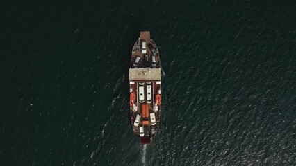 Wall Mural - Top view shot of a sailing ship