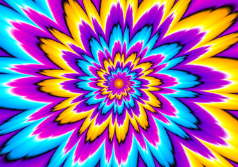 Wall Mural - colorful flower blossom. illustration for children's room design. optical expansion illusion.