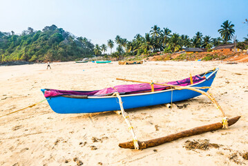 Wall Mural - Fishing boat, Talpona Beach, South Goa, India