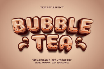 Editable text effect Bubble Tea 3d style