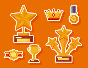 Canvas Print - win awards six icons