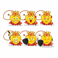 Wall Mural - A Charismatic King yellow heart arrow necklace cartoon character wearing a gold crown