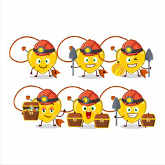 Canvas Print - miners yellow heart arrow necklace cute mascot character wearing helmet