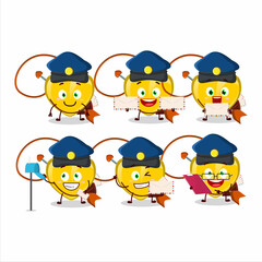 Poster - A picture of cheerful yellow heart arrow necklace postman cartoon design concept