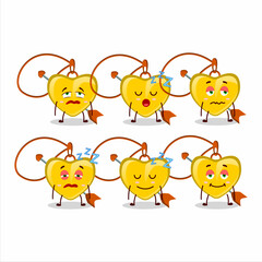 Poster - Cartoon character of yellow heart arrow necklace with sleepy expression