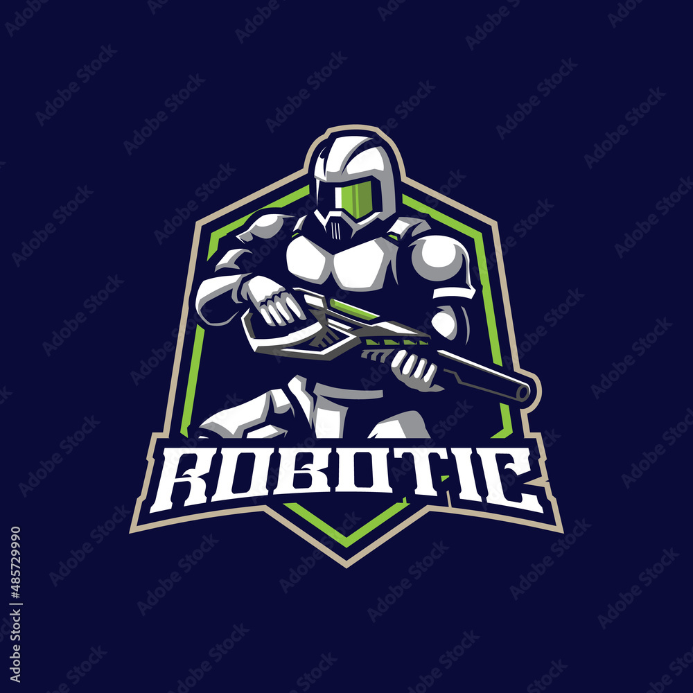 Robotic mascot logo design vector with modern illustration concept ...