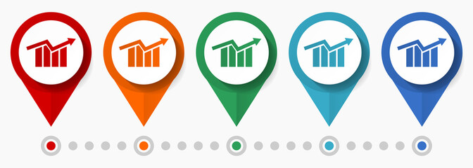 Leinwandbilder - Chart,  graph concept vector icon set, flat design business pointers, infographic template