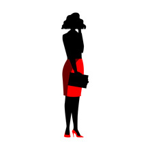 Business Woman Black And Red Silhouette Stand Over White Background Vector Illustration