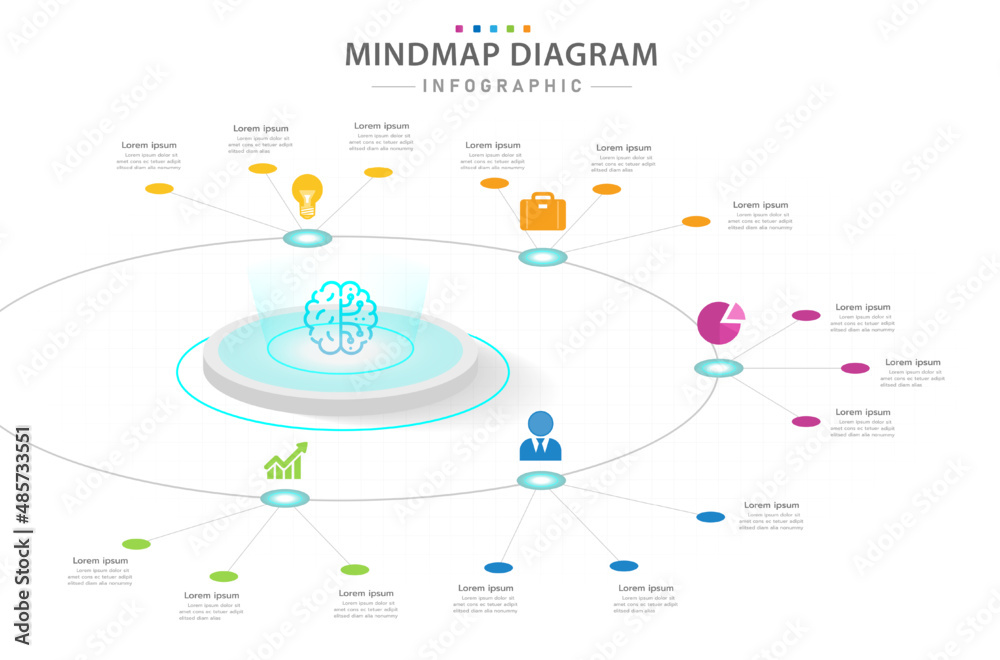 Infographic template for business. 5 Steps Modern Mindmap diagram with ...