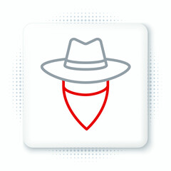 Poster - Line Cowboy icon isolated on white background. Colorful outline concept. Vector