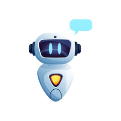 Aufkleber - Chatbot talking robot helper isolated messenger chatbot, service help line bot. Vector support center operator, mobile application online assistant. Ai smartphone or phone bot giving advices