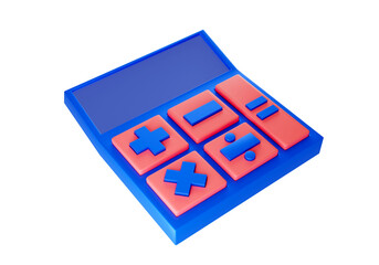 Poster - Calculator model. Calculator with giant buttons. Calculator as symbol of financial audit. Accounting for financial transactions. Audit of income and expenses. Financial device on white. 3d rendering.