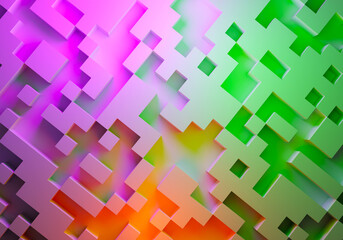 Poster - Colorful background. Bright geometric gradient. Three-dimensional background for your design. Geometric elements on multi-colored pattern. Abstract wallpaper. Green - purple texture. 3d rendering.