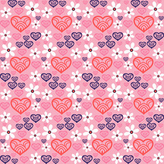 Sticker - happy valentines day bokeh banner design,Seamless romantic pattern with hand drawing hearts. Vector cute holiday background. Gift wrap, print, cloth, cute background for a card.