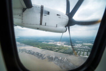 Wall Mural - Aeroplane window view, Pulau Weh Island, Aceh Province, Sumatra, Indonesia, Asia