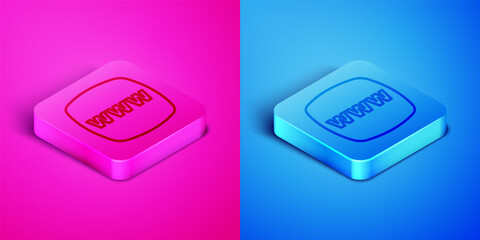 Poster - Isometric line Website template icon isolated on pink and blue background. Internet communication protocol. Square button. Vector