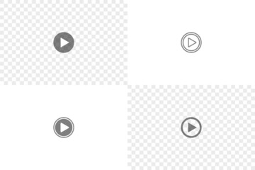 Poster - Play button. Play buttons isolated on transparent background. Icon for video, player, music, and screen. Graphic signs for player. Mockup of symbol circle with arrow. Vector