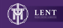 Lent Prayer Fasting And Almsgiving Text And White Cross Lent In Circle Thorns Sign On Purple Background Vector Design
