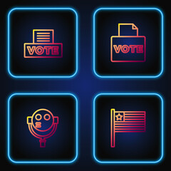 Canvas Print - Set line American flag, Tourist binoculars, Vote box and . Gradient color icons. Vector