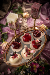 Wall Mural - Still life of heart shaped mini cakes