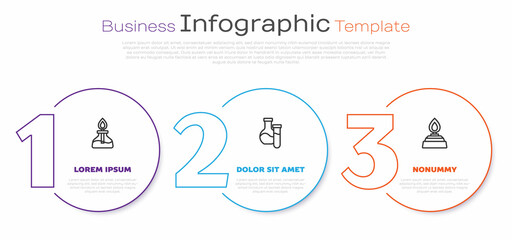 Set line Alcohol or spirit burner, Test tube and . Business infographic template. Vector