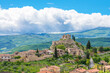 Rocca d'Orcia (Italy) - The little medieval village of Tuscany region with old castle tower, in the municipal of Castiglione d'Orcia, Val d'Orcia UNESCO site, during the spring.