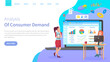 © robu_s - Analysis of consumer demand website concept. Workers discuss statistical indicators, analyze sales charts and graphs, make plan to attract customers. Webpage template, landing page in flat style