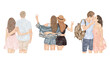 © PawStudioArt - Set of traveling couples. Boy and girl