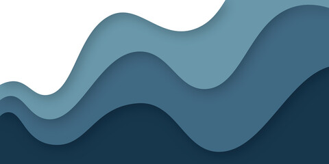 Poster - abstract modern smooth pastel multi color papercut background with waves. blue shade and white multi