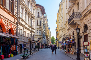 Poster - Vaci shopping street in center of Budapest, Hungary