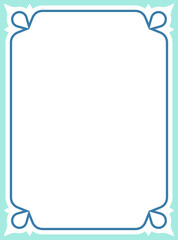 Vector frame. Banner, award, menu or book cover title page. Vintage beautiful border ready to cut. Vertical, baby blue colour