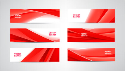 Wall Mural - Vector set of abstract silk wavy headers, red banners. Use for web site, ad, brochure, flyer.