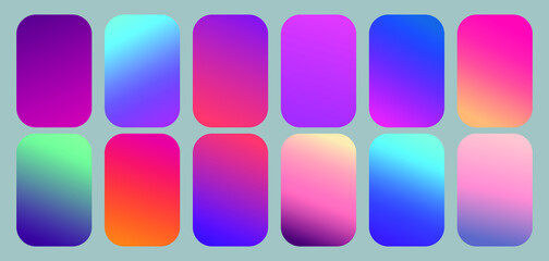 Poster - Vector EPS 10 Gradient Set. Different colors. Modern Smartphone screen, mobile app Template. 