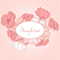 Wall Mural - Romantic vector card with flowers in pink