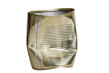 Aufkleber - crumpled aluminum can isolated on white background
