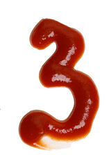 Poster - number three written with tomato ketchup isolated on white background