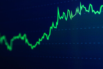 Grow Stock market trading graph in graphic concept.financial investment or economic trends business design. Abstract finance background.Low angle shot.