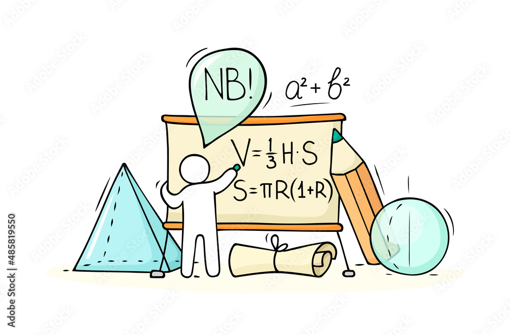 Character Doing Math Cartoon little people with mathematical symbols. Stock Vector | Adobe Stock